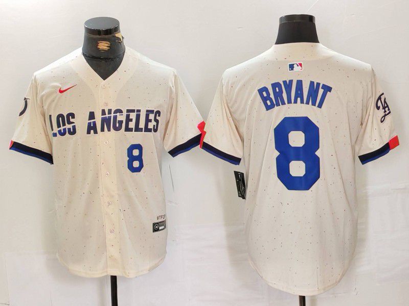 Men Los Angeles Dodgers #8 Bryant Cream Fashion Nike Game MLB Jersey style 4